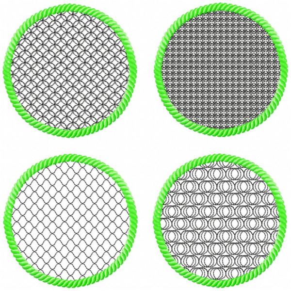 4 ITH-Stickdateien MugRug Untersetzer im Set für 10x10 cm Stickrahmen Set 12